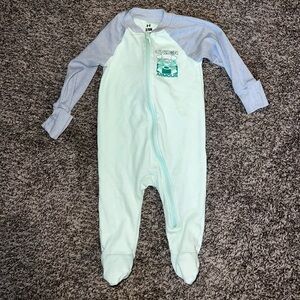 Under Armour, 3-6 month footie, mint green and gray